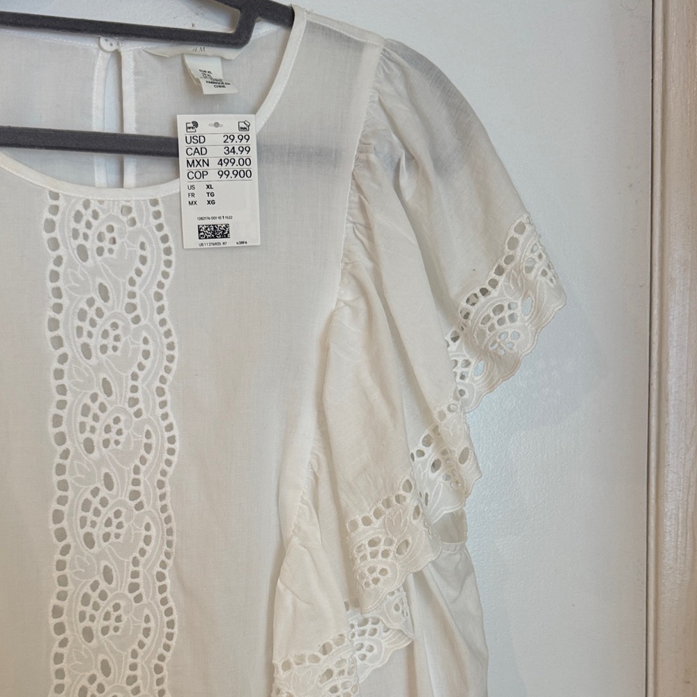 H&M White Eyelet Ruffle Blouse - Picture 5 of 8